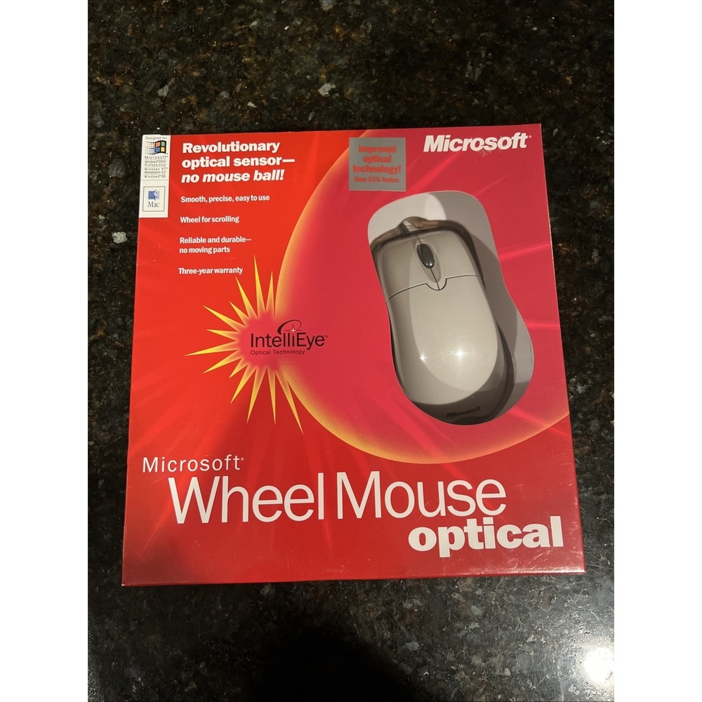 Microsoft Wheel Mouse Optical X05-41707 - USB PS/2 - New Sealed